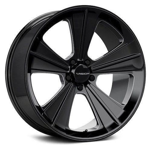 20x11 American Muscle V327 Missile Gloss Blk Milled Wheel 5x4.5 (50mm)