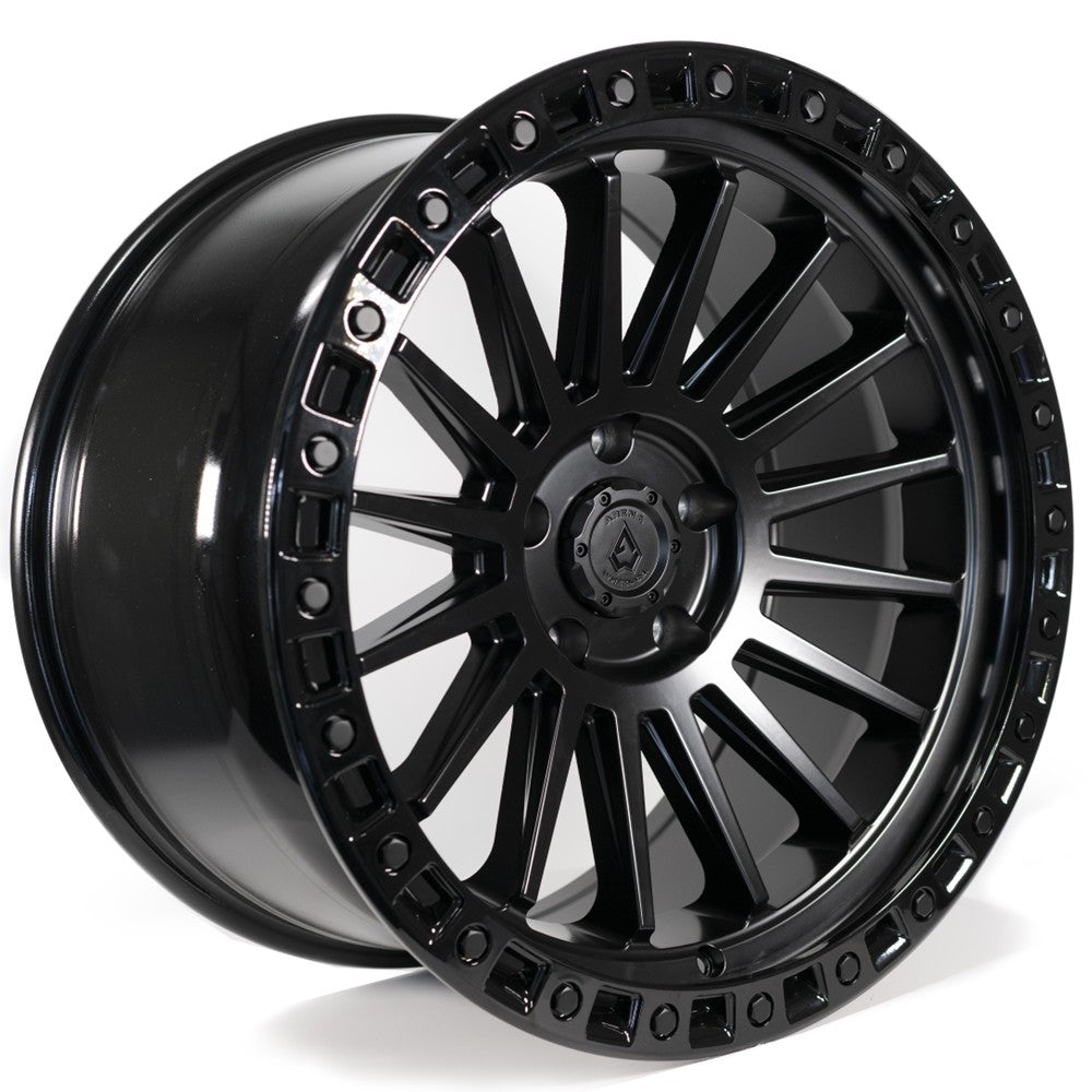 17x9 Arena A101 Mesa Satin Black Center Glossy Black Lip Wheel 5x5 (-12mm)