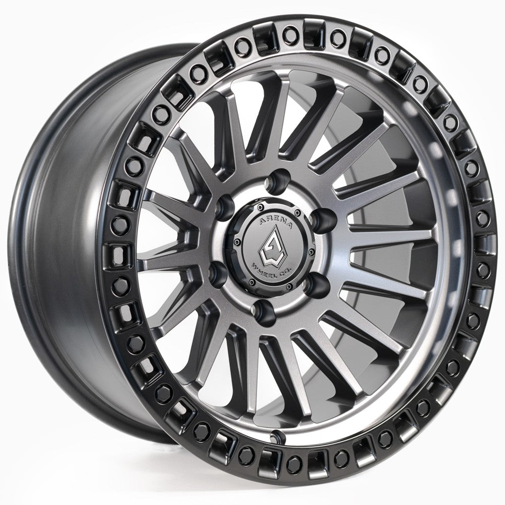 17x9 Arena A101 Mesa Satin Gunmetal Center Satin Black Lip Wheel 6x5.5 (-12mm)