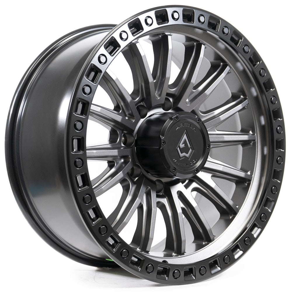 20x9 Arena A103 Mission Satin Gunmetal Center Satin Black Lip Wheel 8x6.5 (20mm)