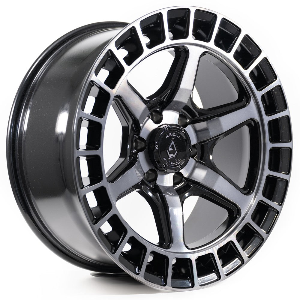 17x9 Arena A107 Torque Glossy Black Machined DDT Face and Lip Wheel 6x5.5 (1mm)