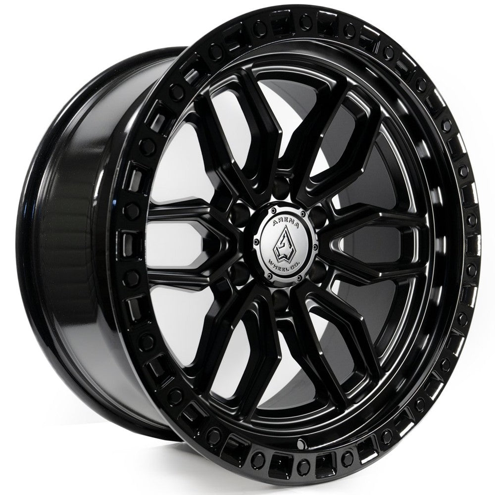 17x9 Arena A109 Hustle Satin Black Center Glossy Black Lip Wheel 6x135 (0mm)
