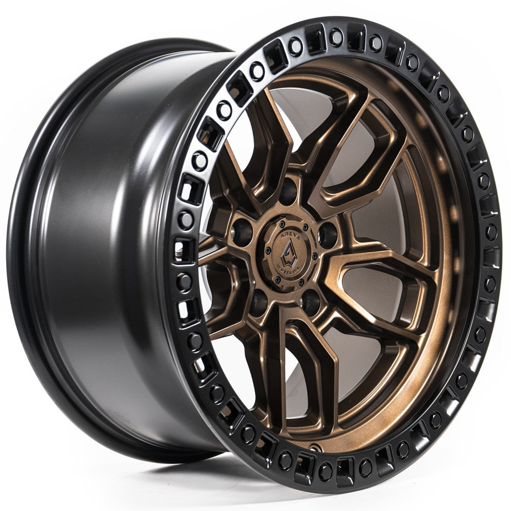 17x9 Arena A109 Hustle Smoked Bronze Center Satin Black Lip Wheel 5x5 (-12mm)