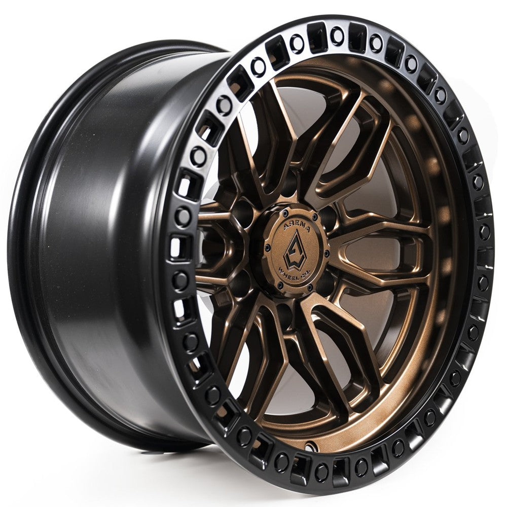 17x9 Arena A109 Hustle Smoked Bronze Center Satin Black Lip Wheel 6x135 (-12mm)