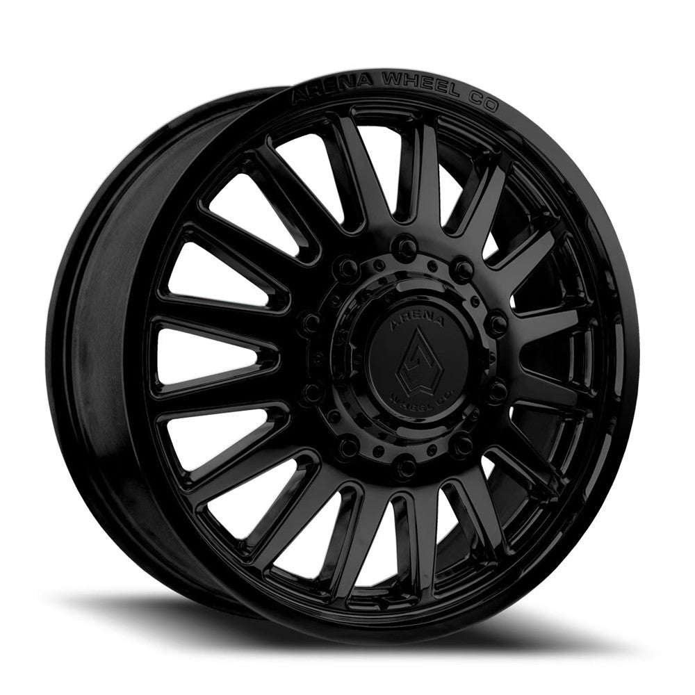 22x8.25 Arena A110 Rival Glossy Black DUALLY FRONT Wheel 10x225 (105mm)
