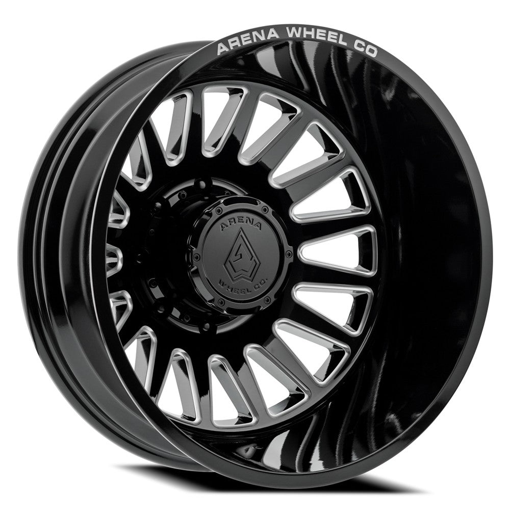 20x8.25 Arena A110 Rival Gloss Black and Milled DUALLY REAR Wheel 8x210 (-220mm)