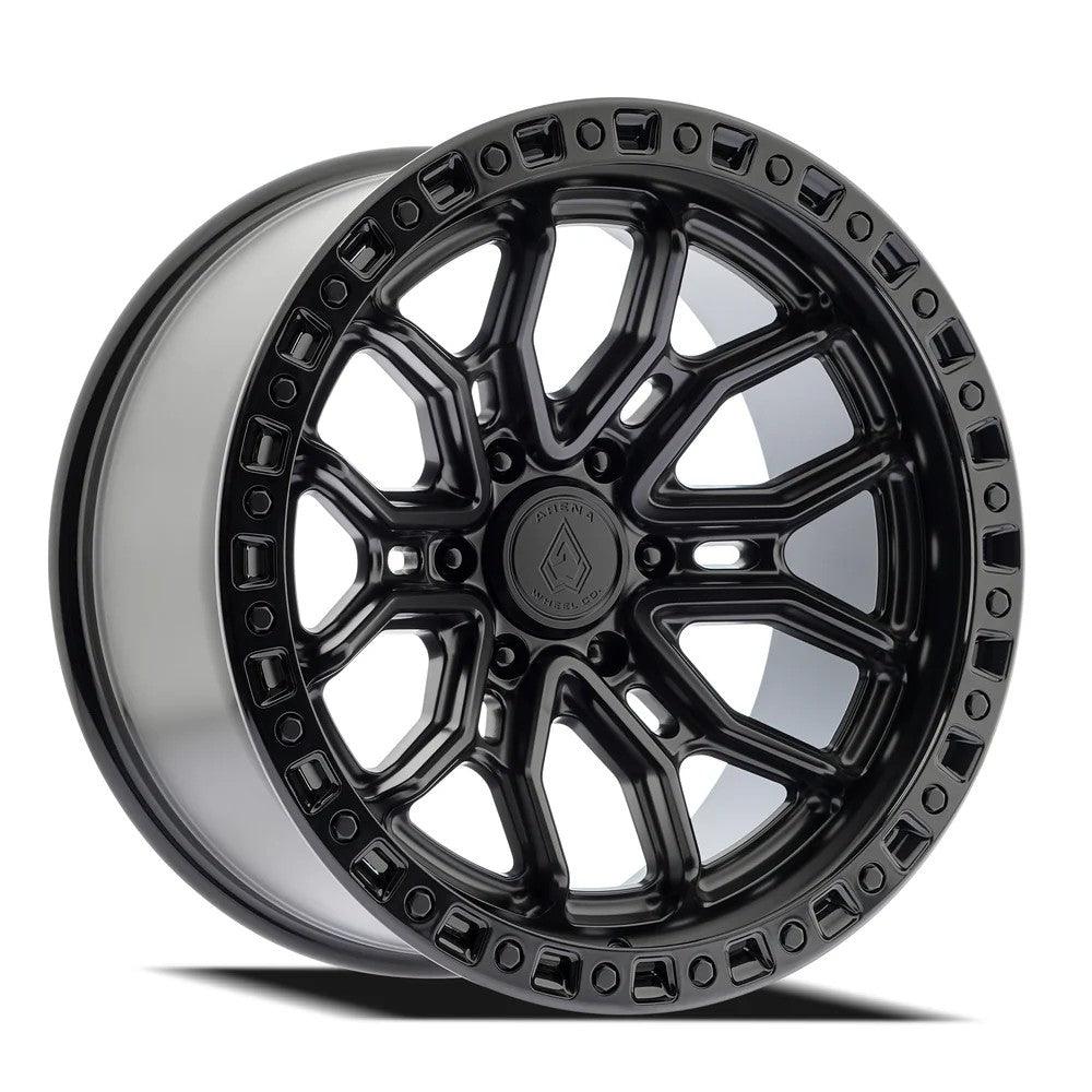 20x10 Arena A120 Terra Satin Black Center Glossy Black Lip Wheel 6x5.5 (-18mm)