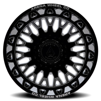 24x8.25 Arena A121 Monarch Gloss Black Milled DUALLY REAR Wheel 8x200 (-222mm)