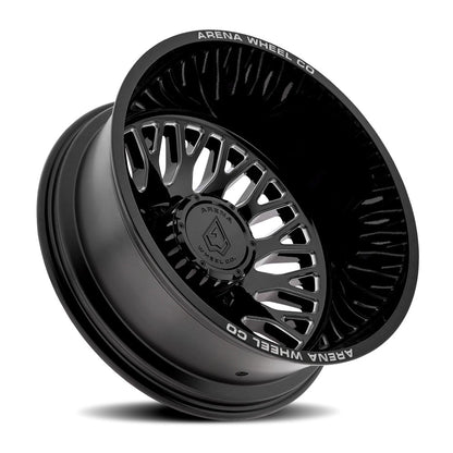 22x8.25 Arena A121 Monarch Gloss Black Milled DUALLY REAR Wheel 10x225 (-202mm)