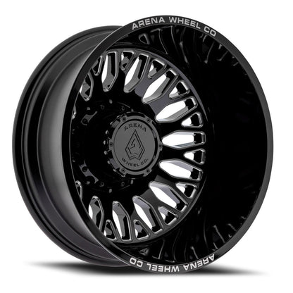 20x8.25 Arena A121 Monarch Gloss Black Milled DUALLY REAR Wheel 8x210 (-220mm)