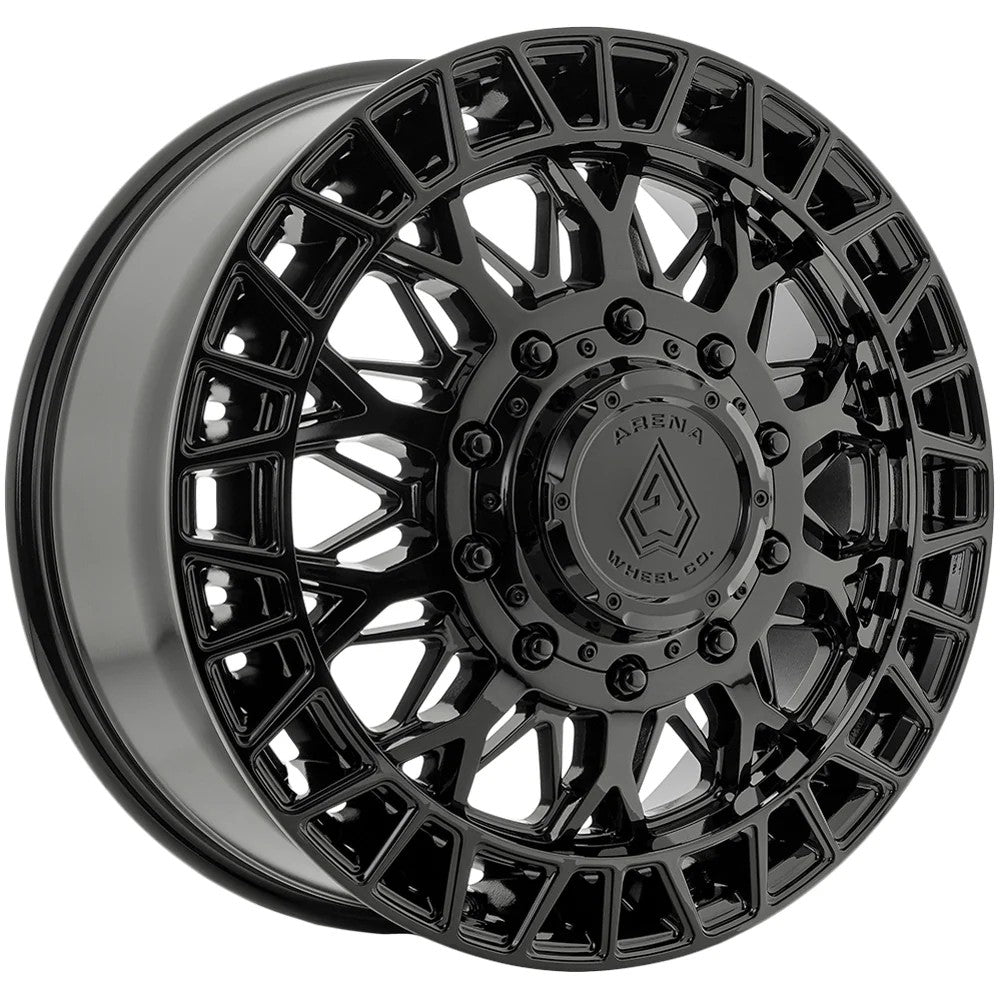 22x8.25 Arena A127 Innovator Glossy Black DUALLY FRONT Wheel 10x225 (100mm)