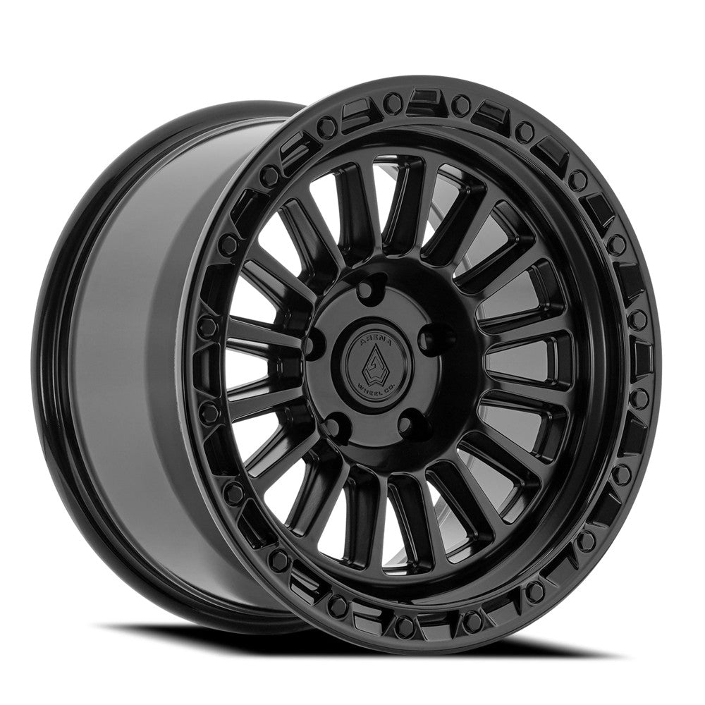 17x9 Arena A130 Podium Satin Black Center Glossy Black Lip Wheel 5x5 (0mm)