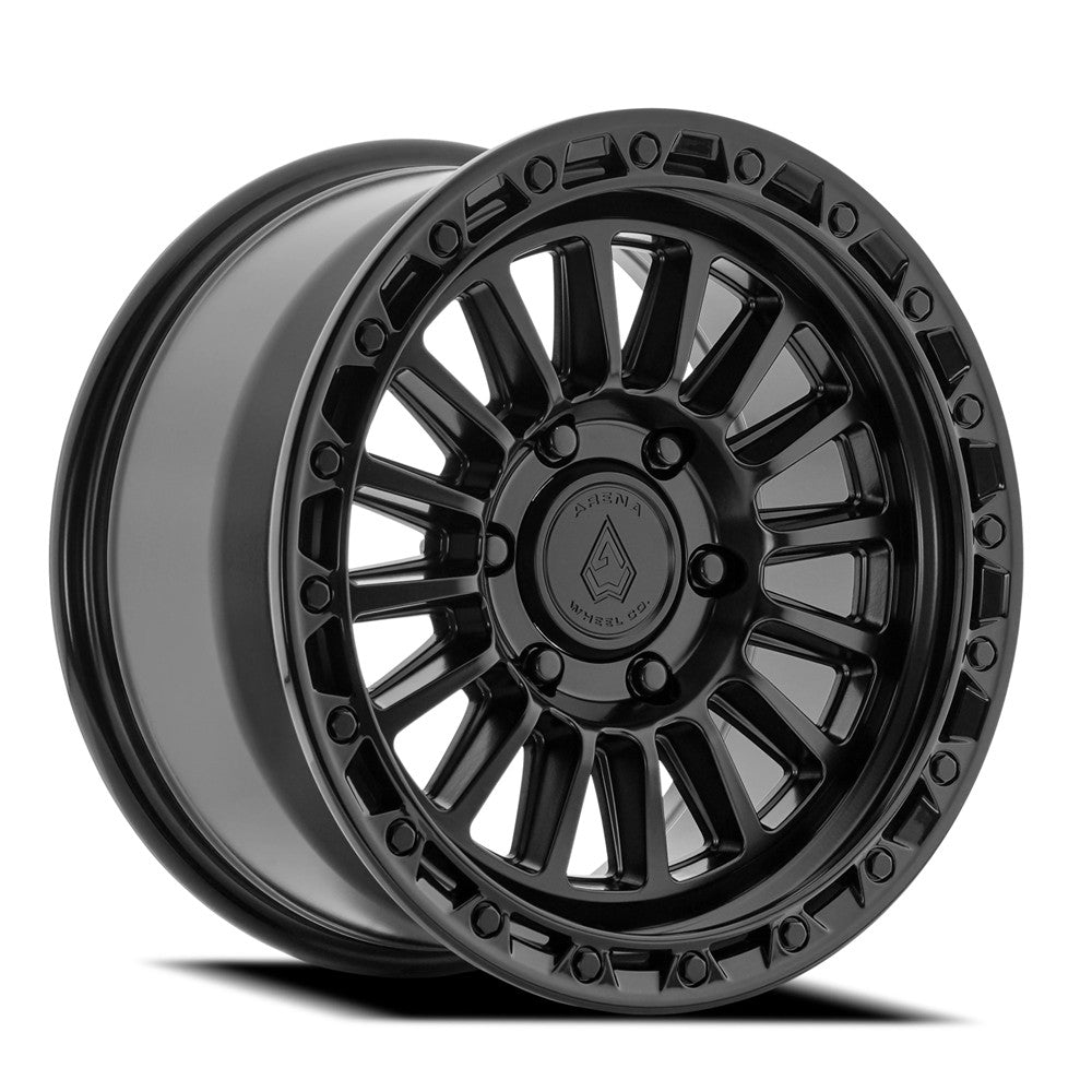 17x9 Arena A130 Podium Satin Black Center Glossy Black Lip Wheel 6x5.5 (0mm)