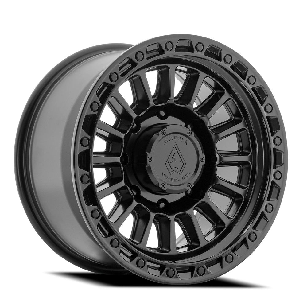 17x9 Arena A130 Podium Satin Black Center Glossy Black Lip Wheel 8x6.5 (0mm)