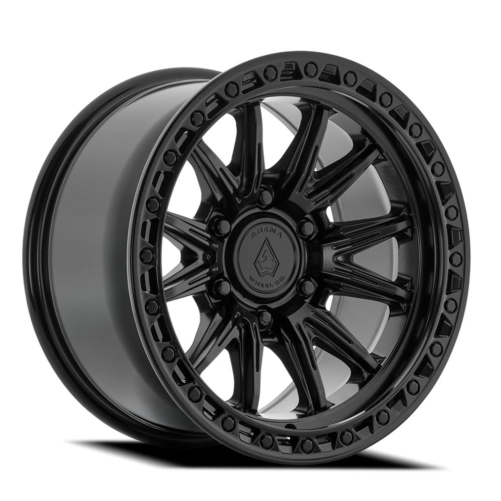 17x9 Arena A132 Blitz Satin Black Center Glossy Black Lip Wheel 6x5.5 (0mm)