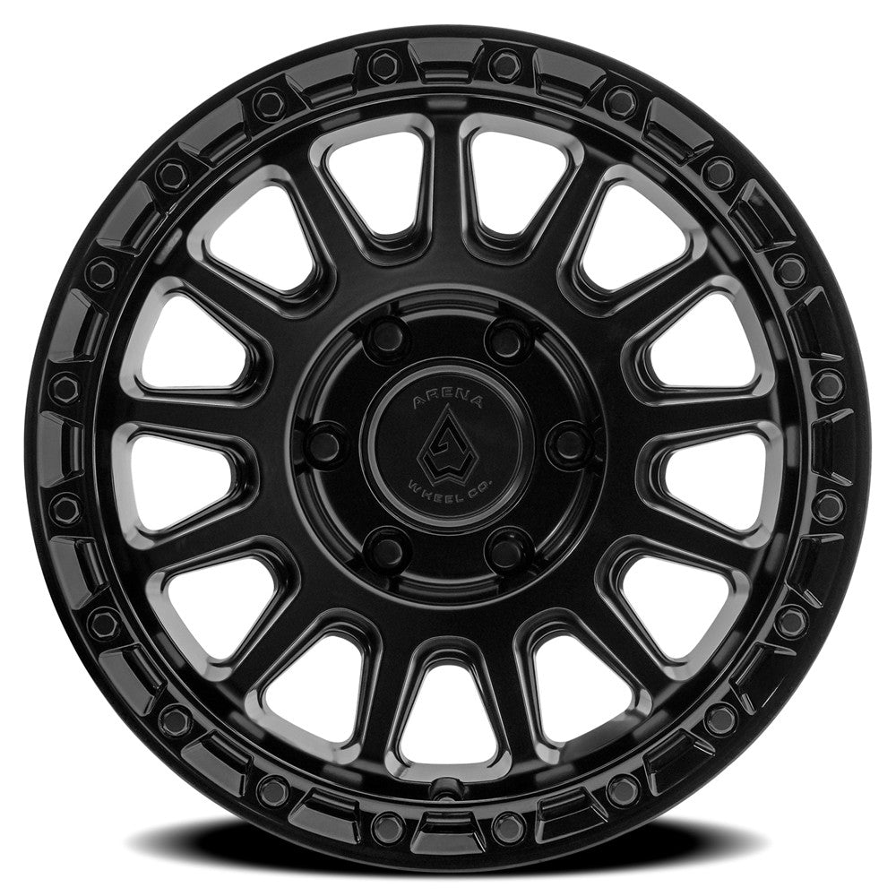 17x9 Arena Wheel Co. A144 Spector Satin Black Glossy Black Lip Wheel 6x5.5 (0mm)