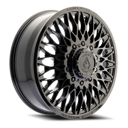 24x8.25 Arena Wheel Co. A146 Paragon Gloss Blk DUALLY FRONT Wheel 10x225 (100mm)
