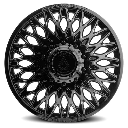 24x8.25 Arena Wheel Co. A146 Paragon Gloss Blk DUALLY FRONT Wheel 10x225 (100mm)