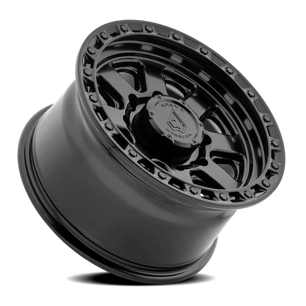 17x9 Arena Wheel Co. A148 Bandit Satin Black Glossy Black Lip Wheel 8x170 (0mm)