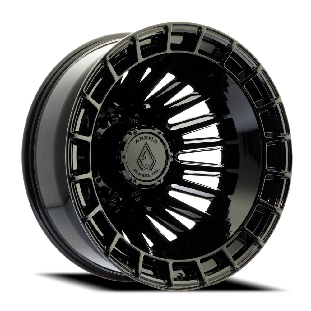 24x8.25 Arena Wheel Co. A151 Blaze Glossy Black DUALLY REAR Wheel 8x200 (-238mm)