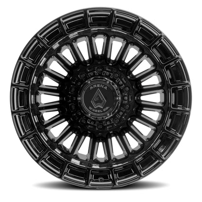 20x8.25 Arena Wheel Co. A151 Blaze Glossy Black DUALLY REAR Wheel 8x200 (-211mm)