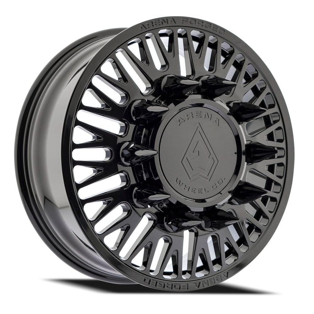 26x8.25 Arena AF101 Casino Glossy Black FORGED DUALLY FRONT Wheel 8x200 (100mm)