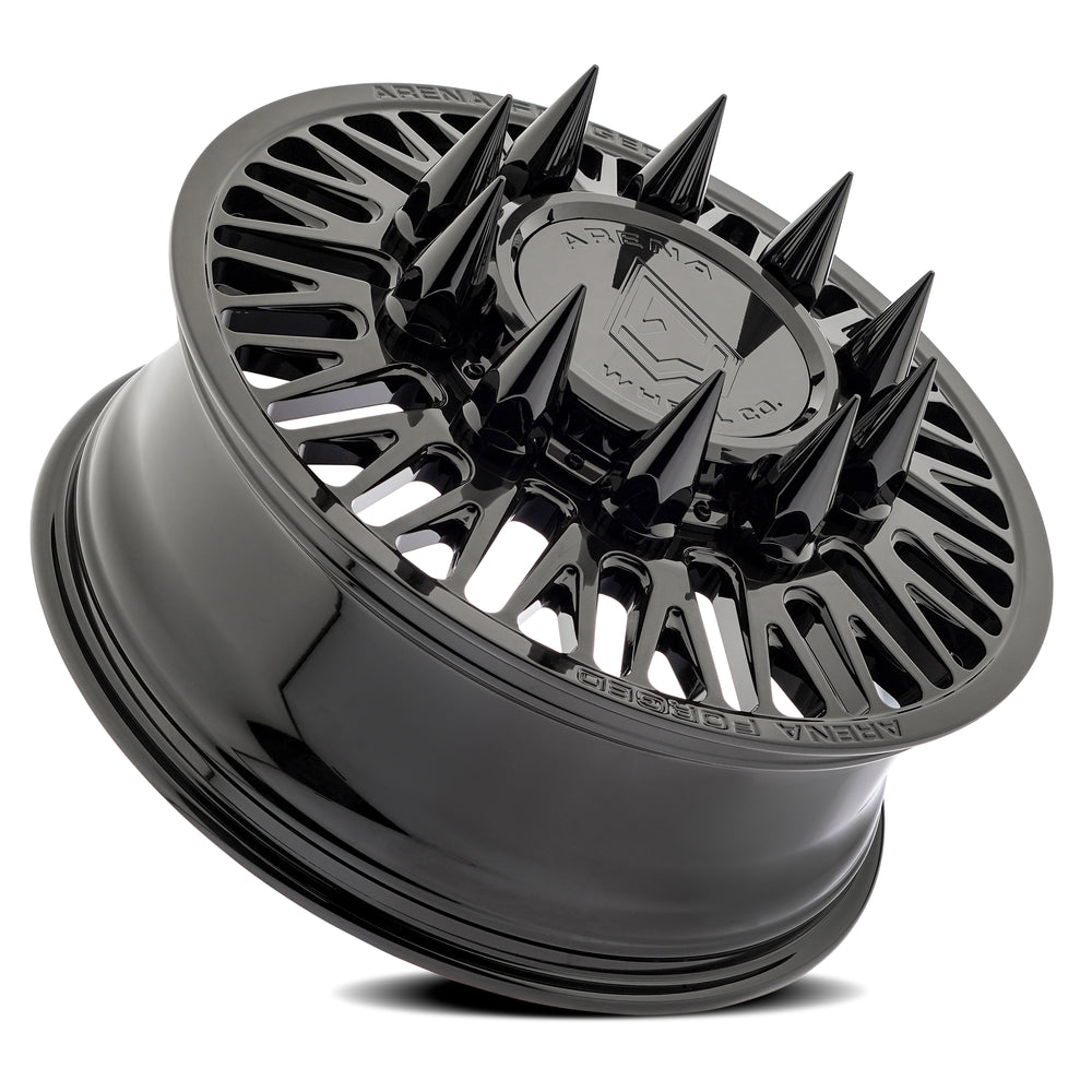 26x8.25 Arena AF101 Casino Glossy Black FORGED DUALLY FRONT Wheel 8x200 (100mm)