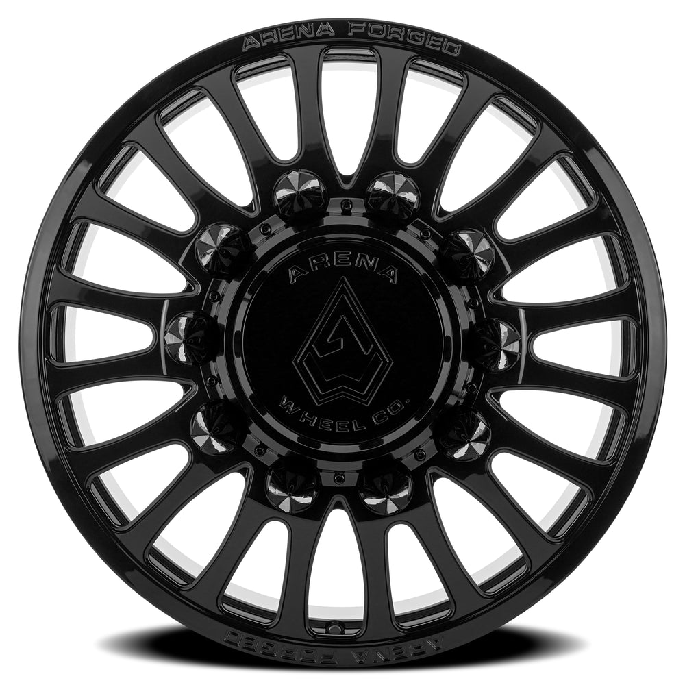 22x8.25 Arena AF103 Shoreline Gloss Blk FORGED DUALLY FRONT Wheel 10x225 (100mm)