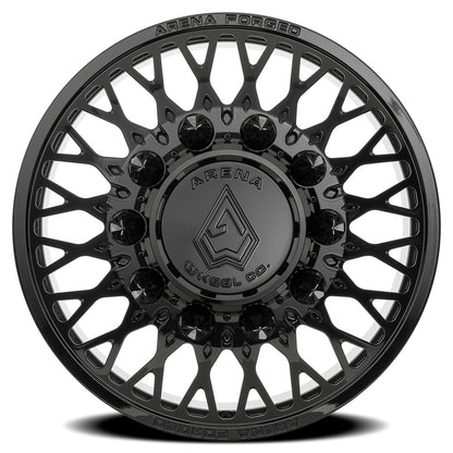 24x8.25 Arena AF104 Stealth Glossy Black FORGED DUALLY FRONT Wheel 8x210 (100mm)