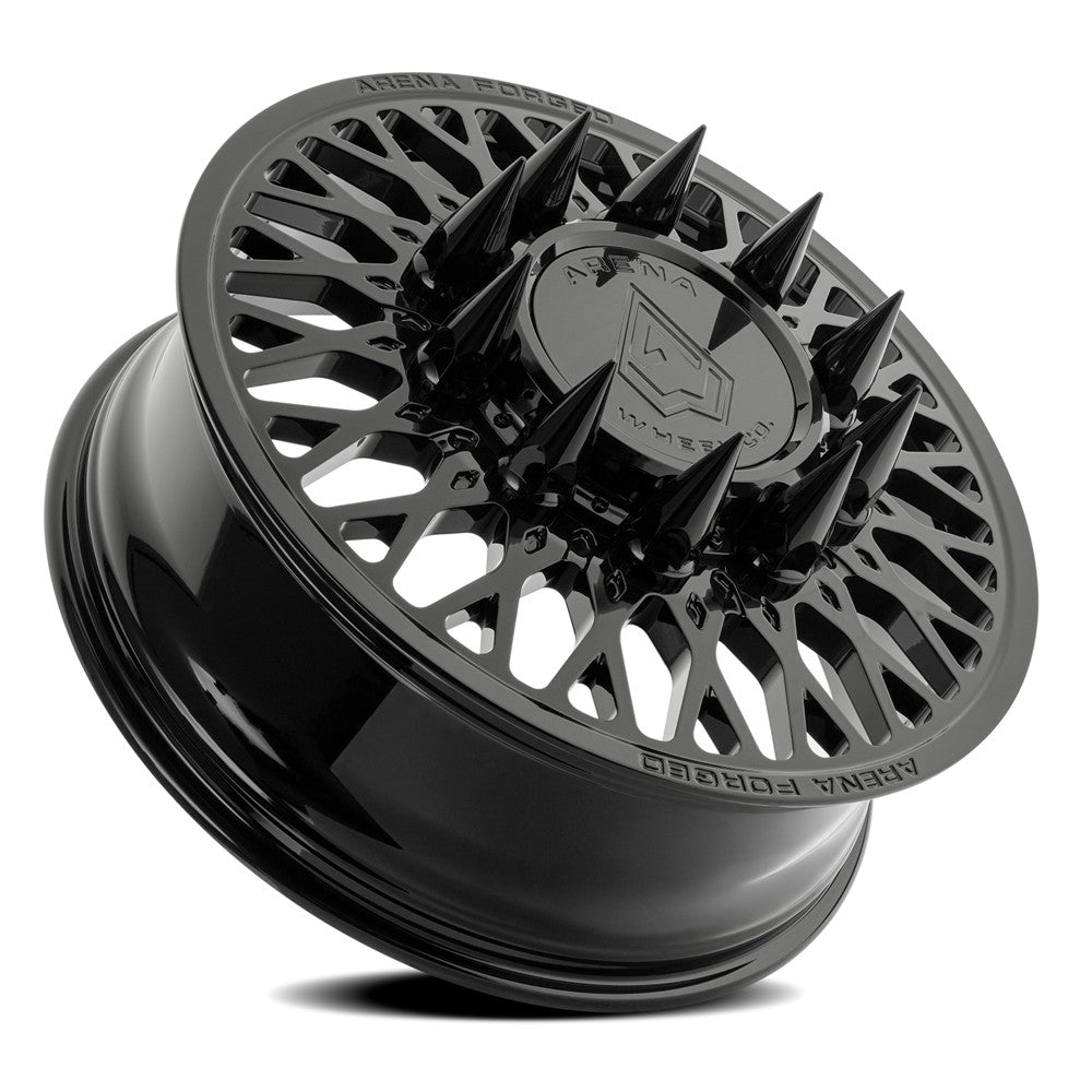 24x8.25 Arena AF104 Stealth Glossy Black FORGED DUALLY FRONT Wheel 8x210 (100mm)