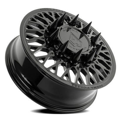 24x8.25 Arena AF104 Stealth Glossy Black FORGED DUALLY FRONT Wheel 8x210 (100mm)