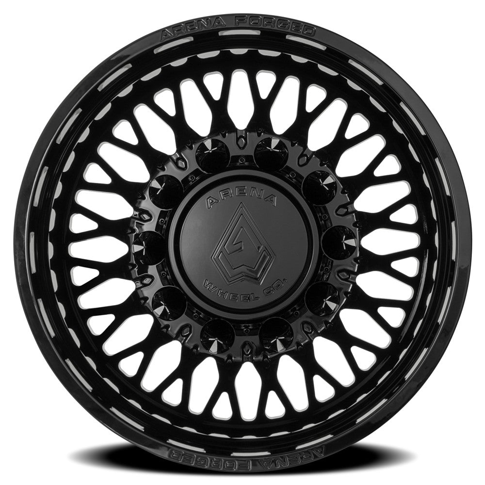 24x8.25 Arena AF104 Stealth Glossy Black FORGED DUALLY REAR Wheel 8x210 (-235mm)