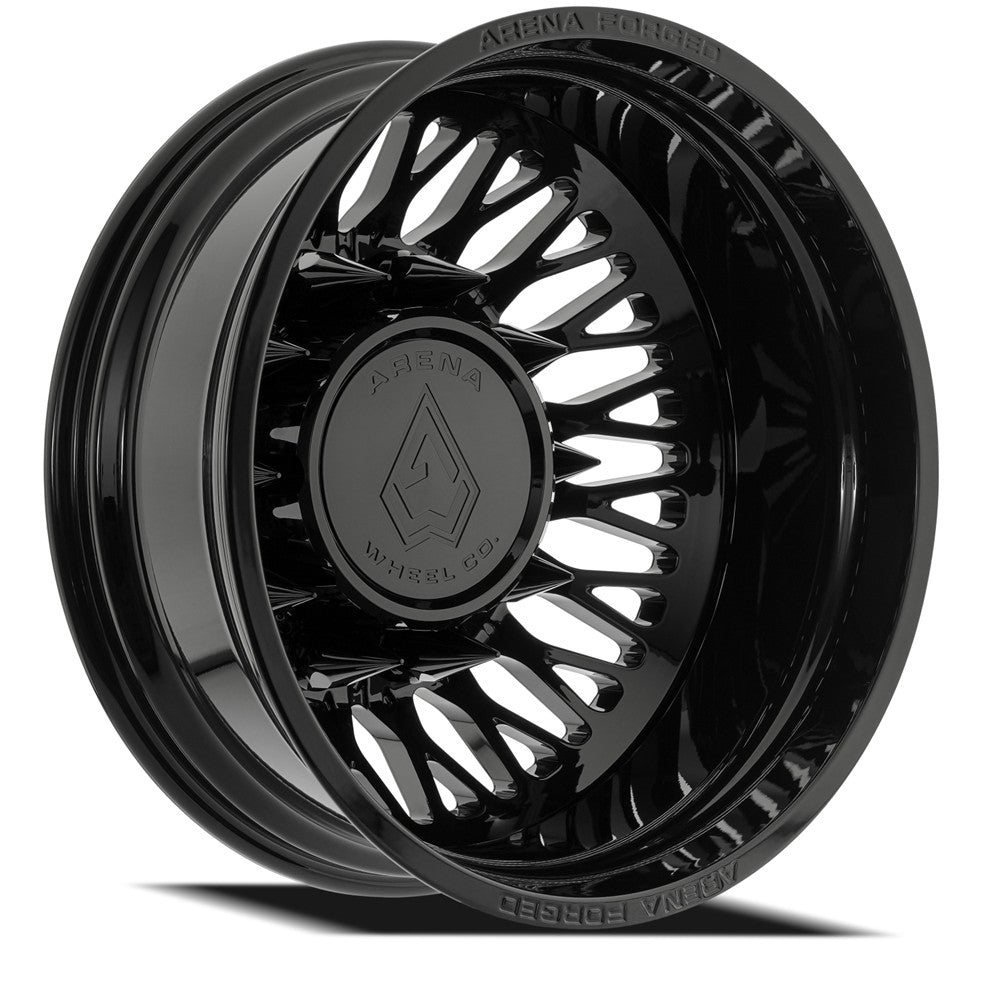 24x8.25 Arena AF104 Stealth Glossy Black FORGED DUALLY REAR Wheel 8x200 (-235mm)