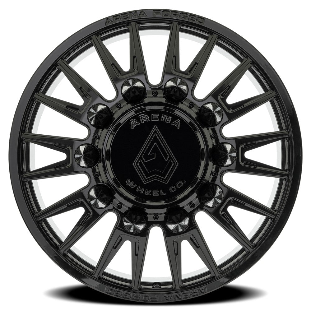 24x8.25 Arena AF105 Imperial Gloss Black FORGED DUALLY FRONT Wheel 8x210 (100mm)