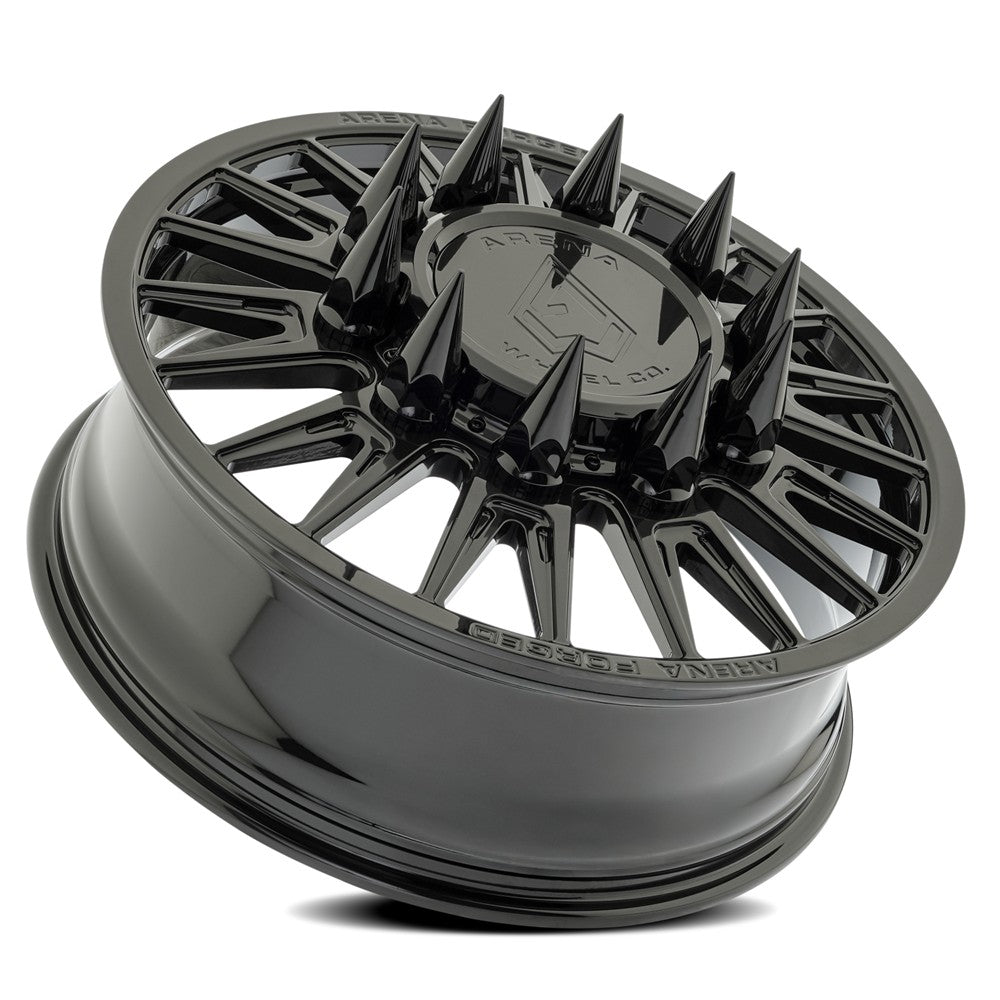 24x8.25 Arena AF105 Imperial Gloss Black FORGED DUALLY FRONT Wheel 8x210 (100mm)