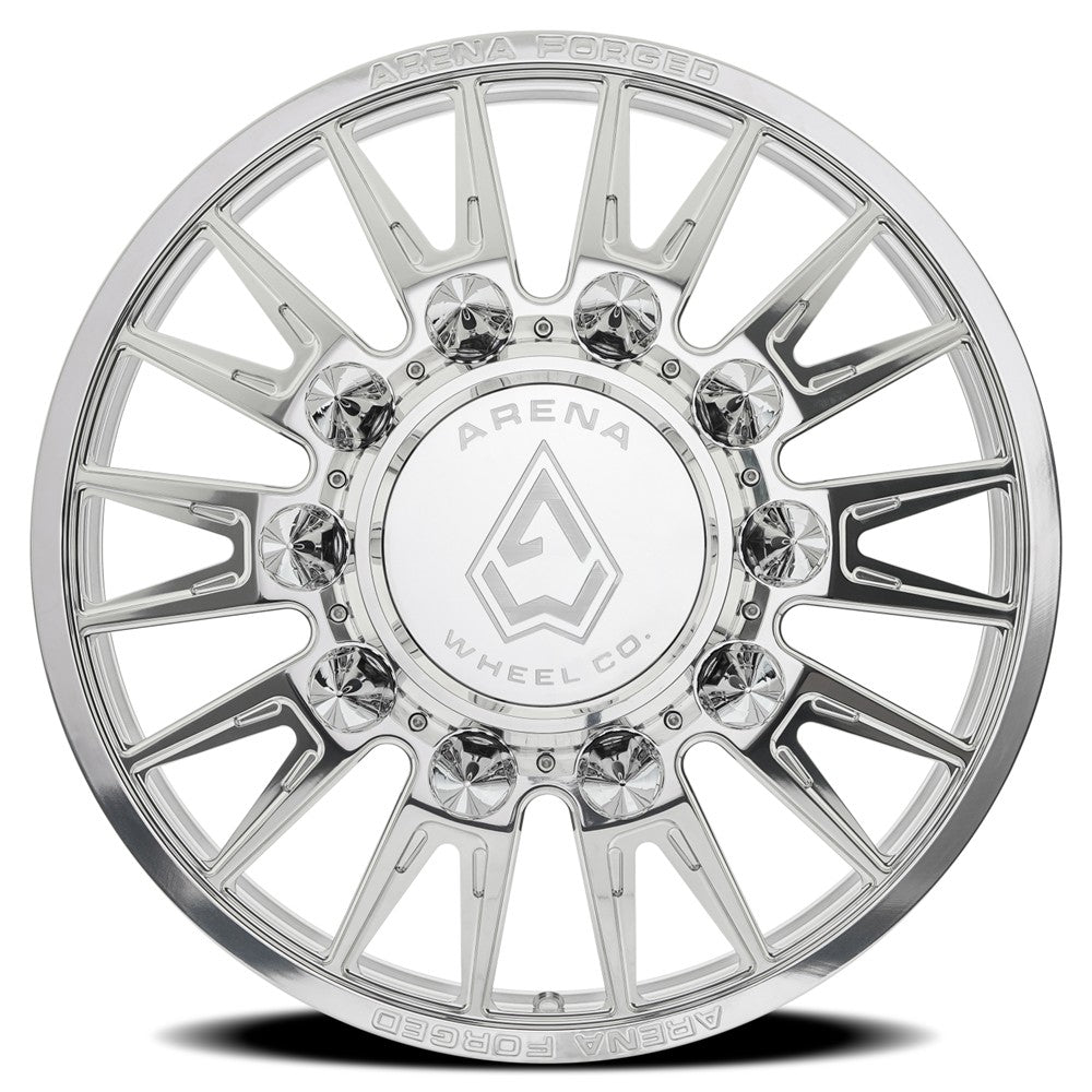 24x8.25 Arena AF105 Imperial Polished FORGED DUALLY FRONT Wheel 8x200 (100mm)