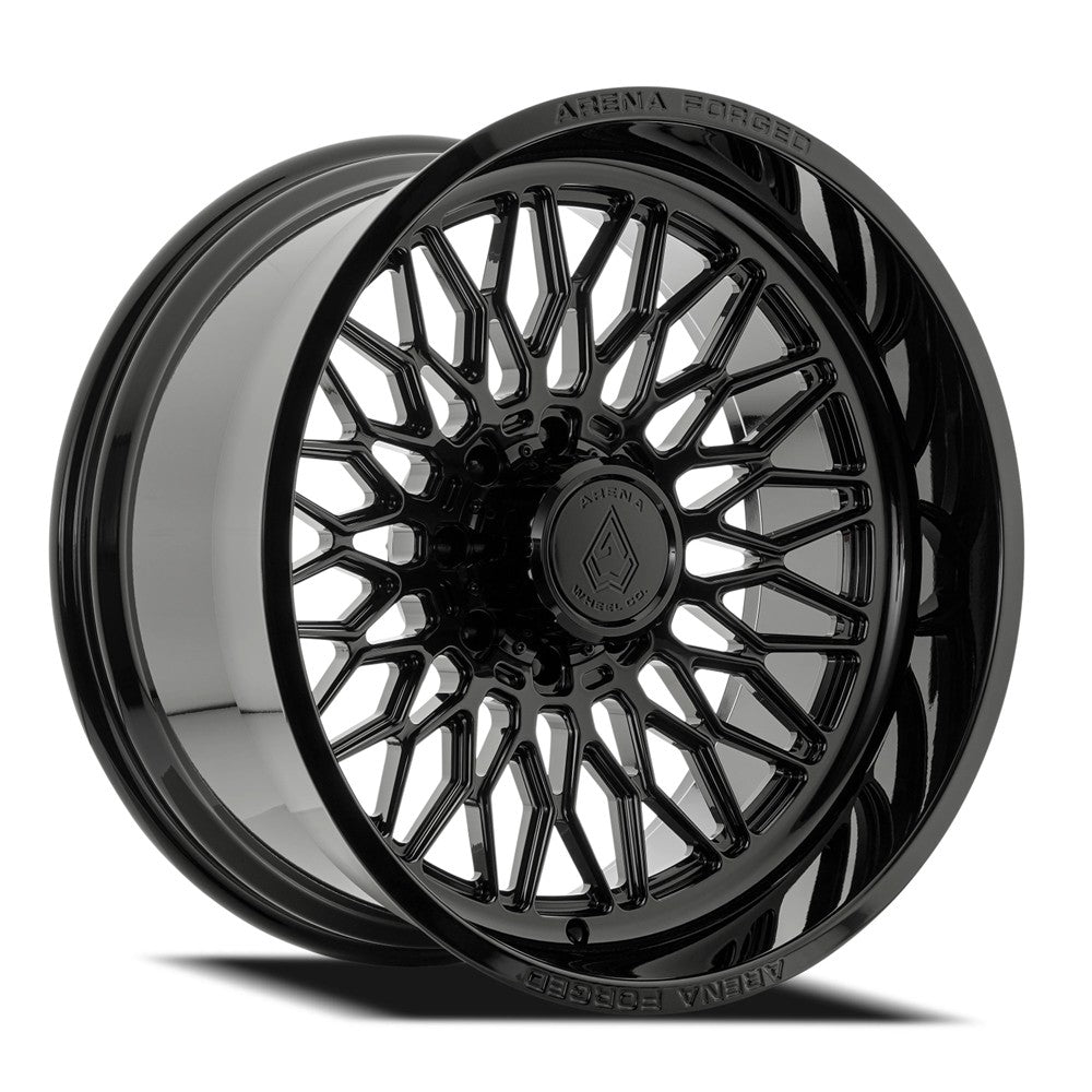 24x12 Arena AF107 Vulcan Glossy Black FORGED Wheel 8x6.5 (-51mm)