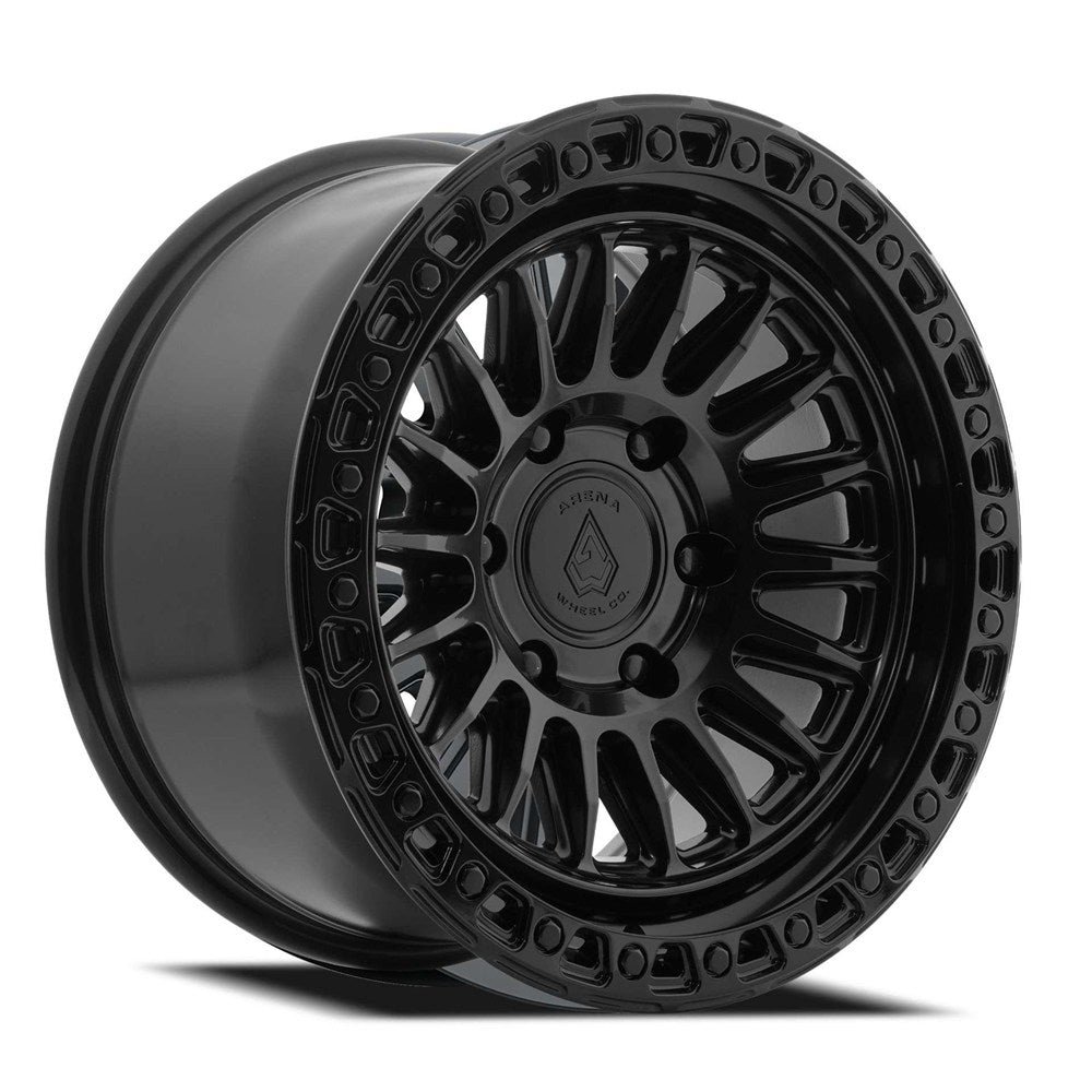 17x9 Arena Wheel Co. A153 Apache Satin Black Glossy Black Lip Wheel 5x5.5 (0mm)