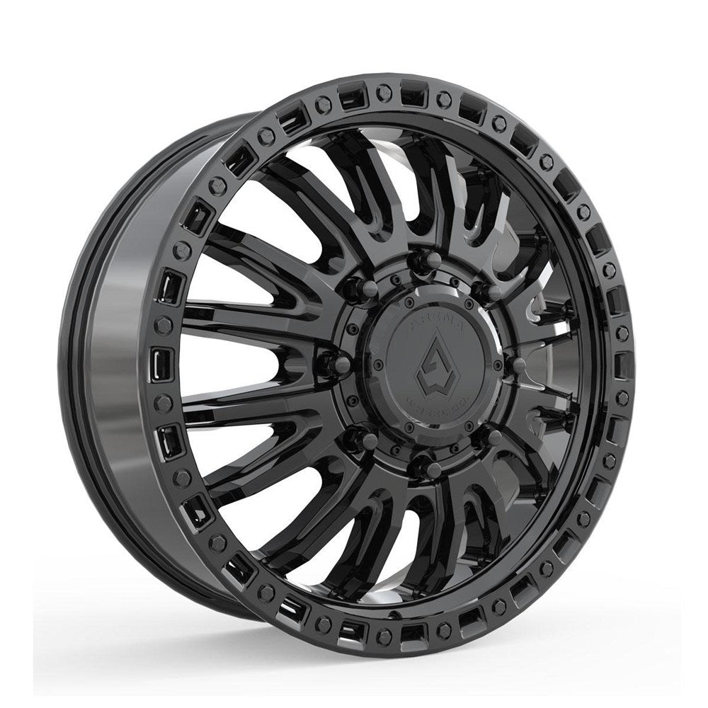 22x8.25 Arena Wheel Co. A132 Blitz Glossy Black DUALLY FRONT Wheel 8x200 (105mm)