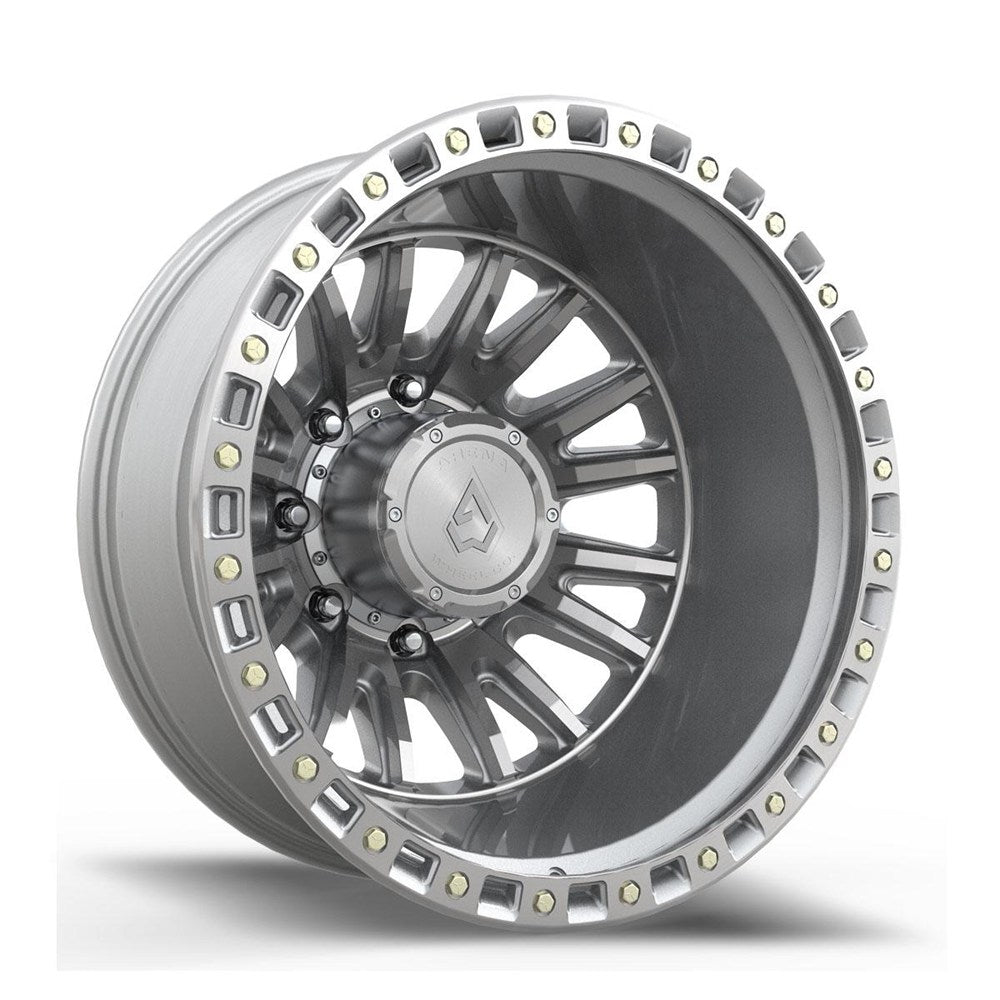 22x8.25 Arena A132 Blitz Gloss Silver Machined DUALLY REAR Wheel 8x200 (-202mm)