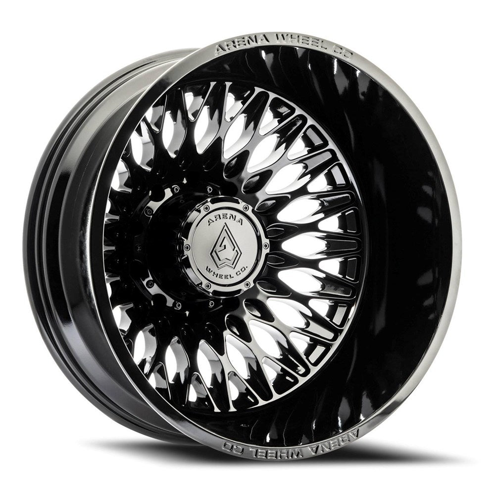 24x8.25 Arena Wheel Co. A146 Paragon Gloss Blk DUALLY REAR Wheel 10x225 (-238mm)
