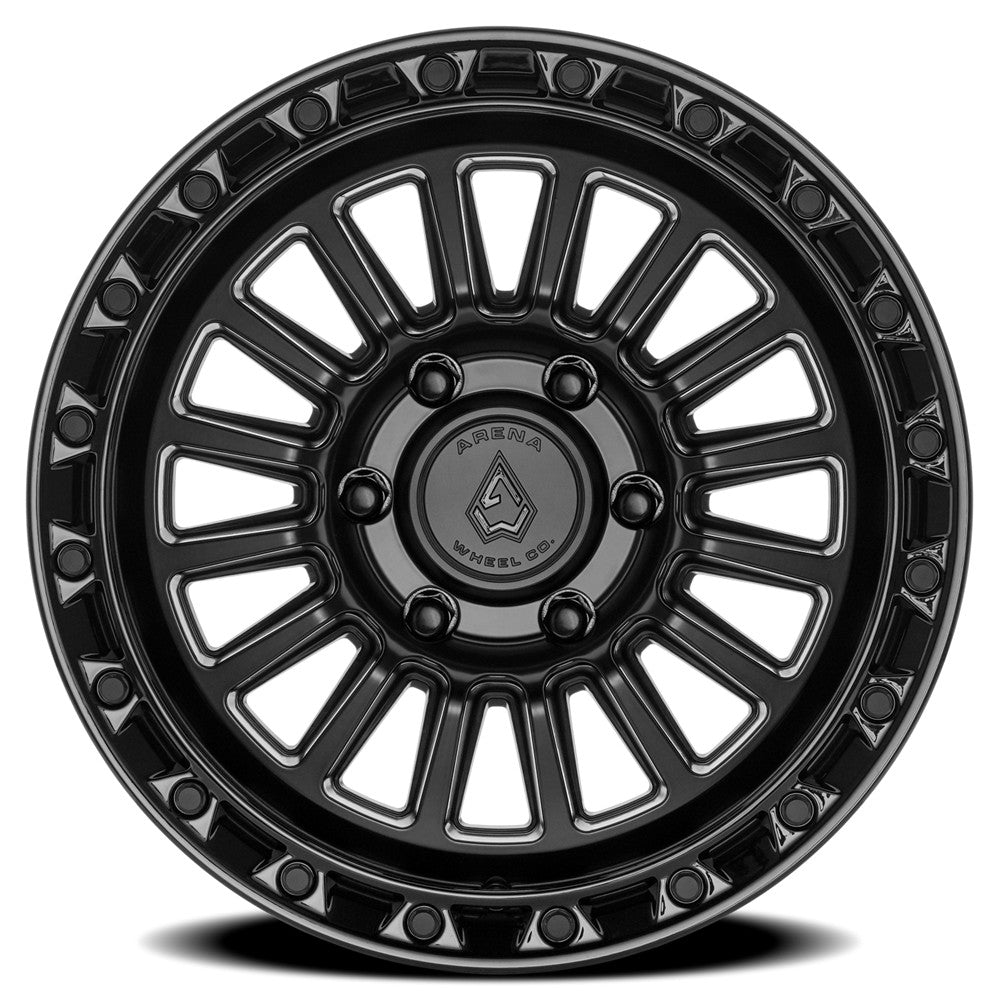 20x9 Arena A130 Podium Satin  Black Center Gloss Black Lip Wheel 6x5.5 (20mm)
