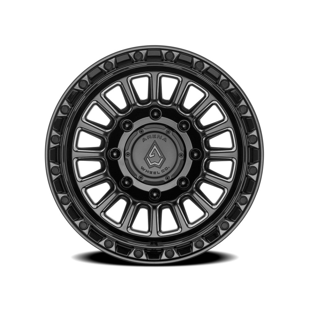 18x9 Arena A130 Podium Satin Black Center Glossy Black Lip Wheel 8x180 (0mm)