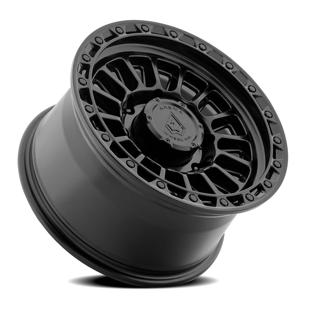 18x9 Arena A130 Podium Satin Black Center Glossy Black Lip Wheel 8x180 (0mm)