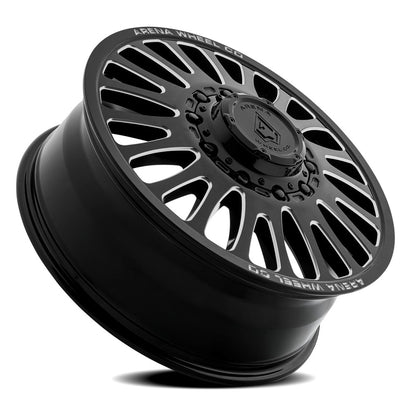 24x8.25 Arena A136 Sultan Gloss Black & Milled DUALLY FRONT Wheel 8x200 (100mm)