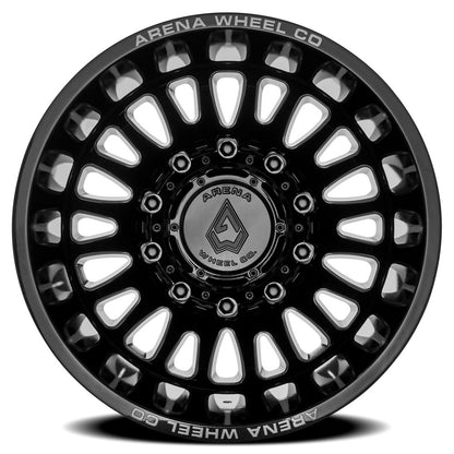 24x8.25 Arena A136 Sultan Gloss Black & Milled DUALLY REAR Wheel 10x225 (-238mm)