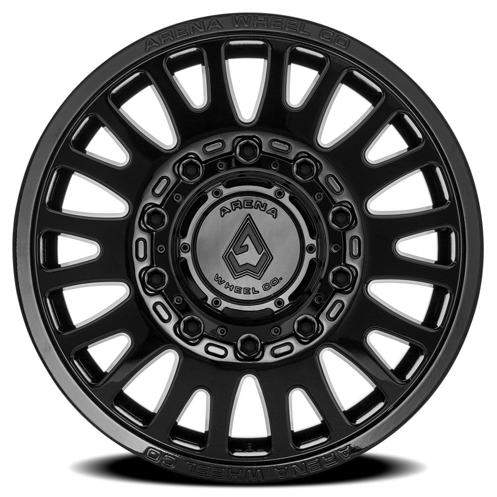 20x8.25 Arena A136 Sultan Glossy Black DUALLY FRONT Wheel 10x225 (100mm)