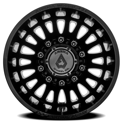 22x8.25 Arena Wheel Co. A136 Sultan Glossy Blk DUALLY REAR Wheel 10x225 (-220mm)
