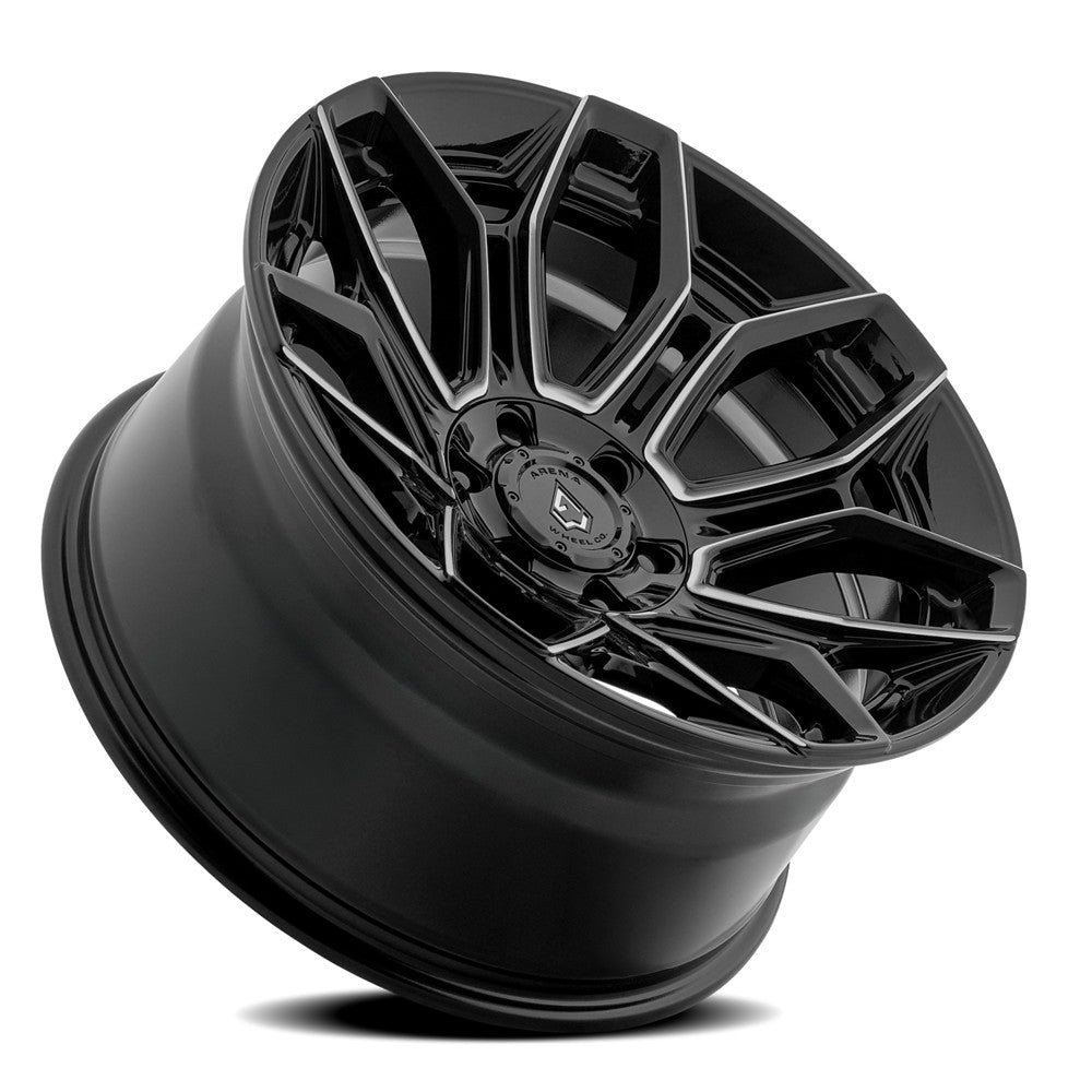 20x10 Arena Wheel Co. A140 Viper Gloss Black And Milled Wheel 5x5/5x5.5 (-18mm)
