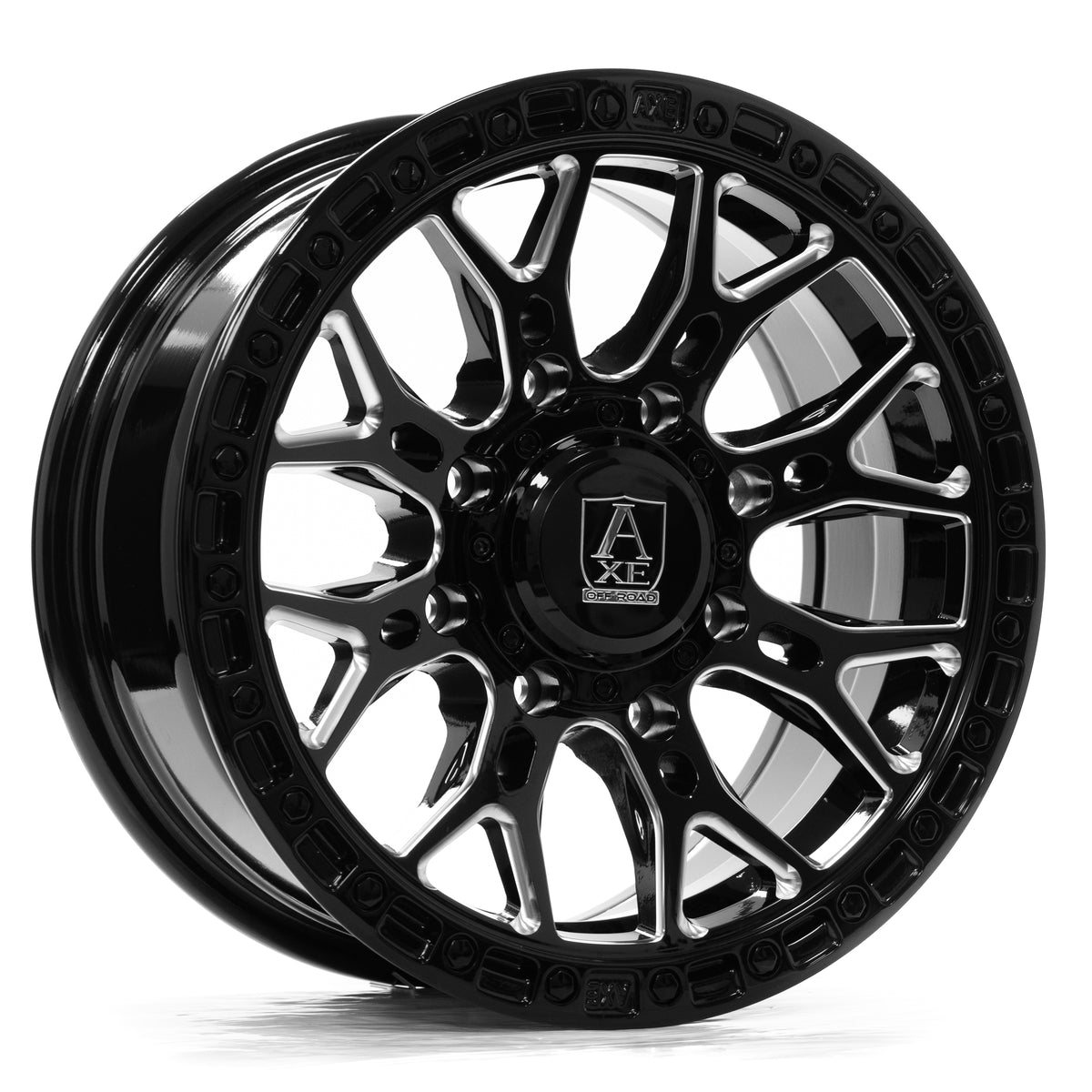 15x7 Axe Atlas Gloss Black Milled UTV Wheel 4x137/4x156 (10mm)